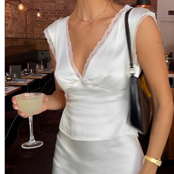 Satin Lace Trim Skirt Set - Picture 2 of 10